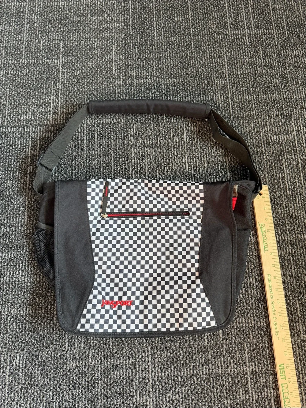 JanSport Vintage Messenger Bag Organizer Laptop Carry Case Backpack Checkered
