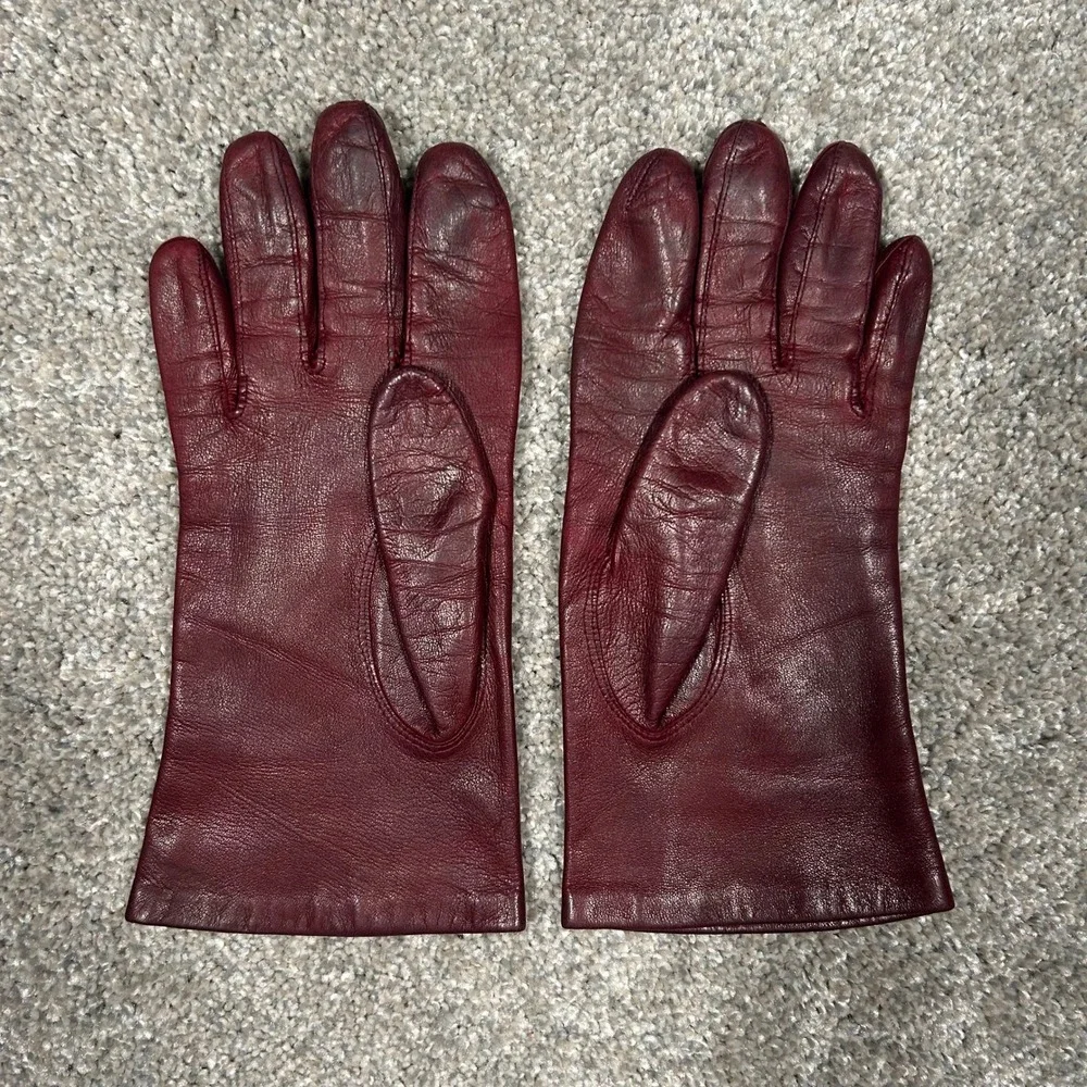 Roeckl Burgundy‎ Leather Gloves Women Wine Red Lined Winter Accessories