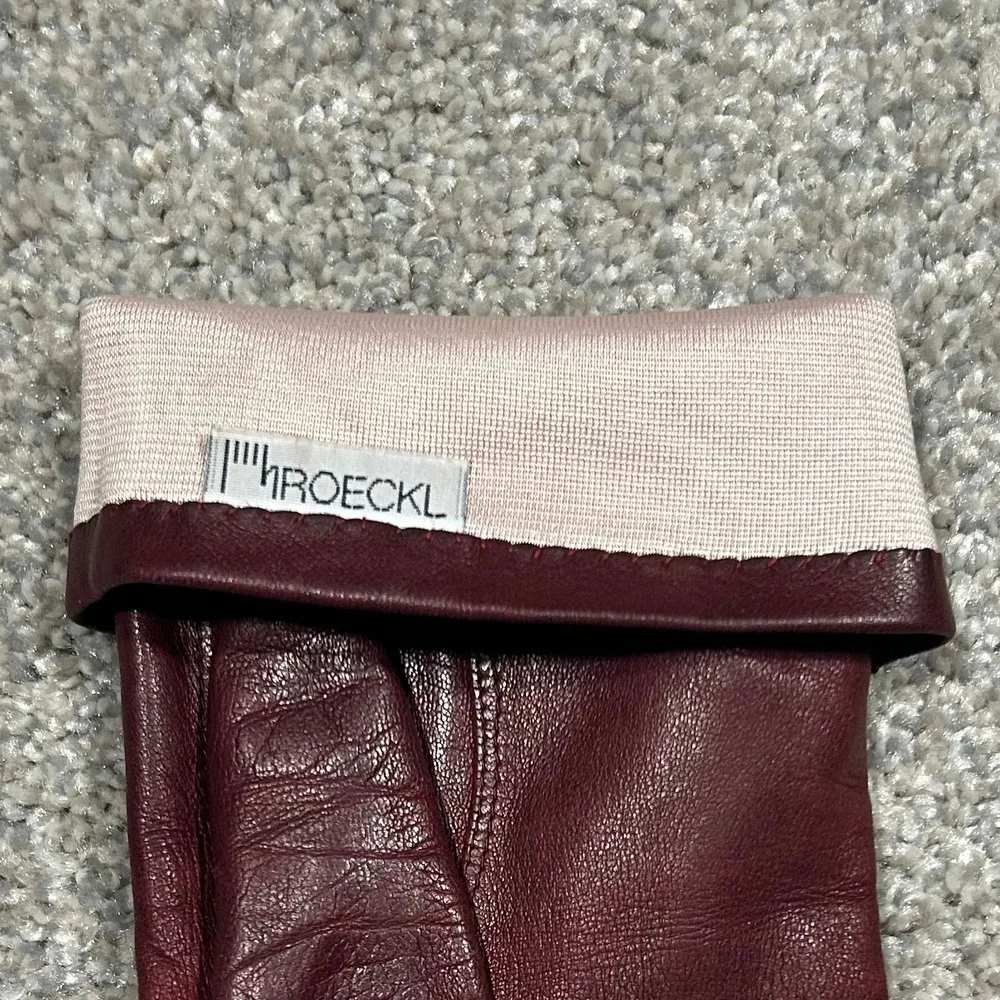 Roeckl Burgundy‎ Leather Gloves Women Wine Red Lined Winter Accessories