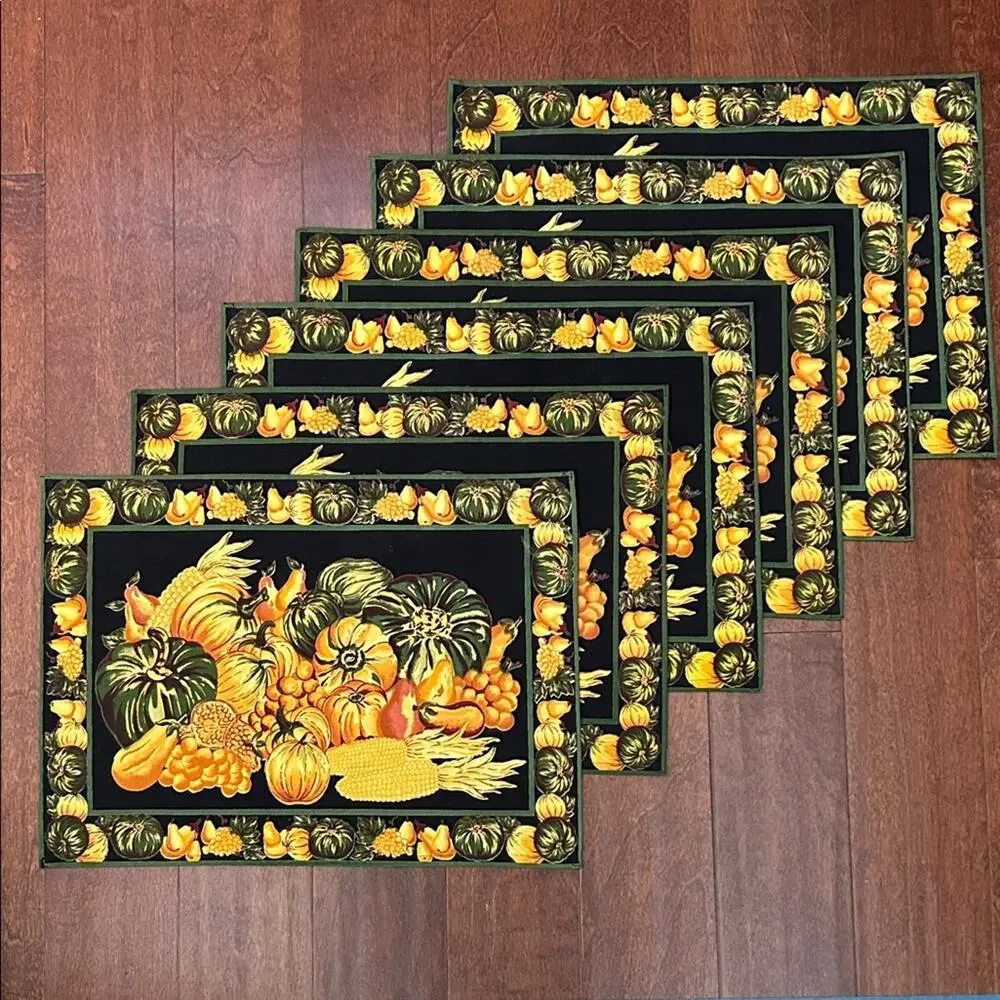 April Cornell for Sur La Table Autumn Harvest Pumpkin Placemats, Set of 6
