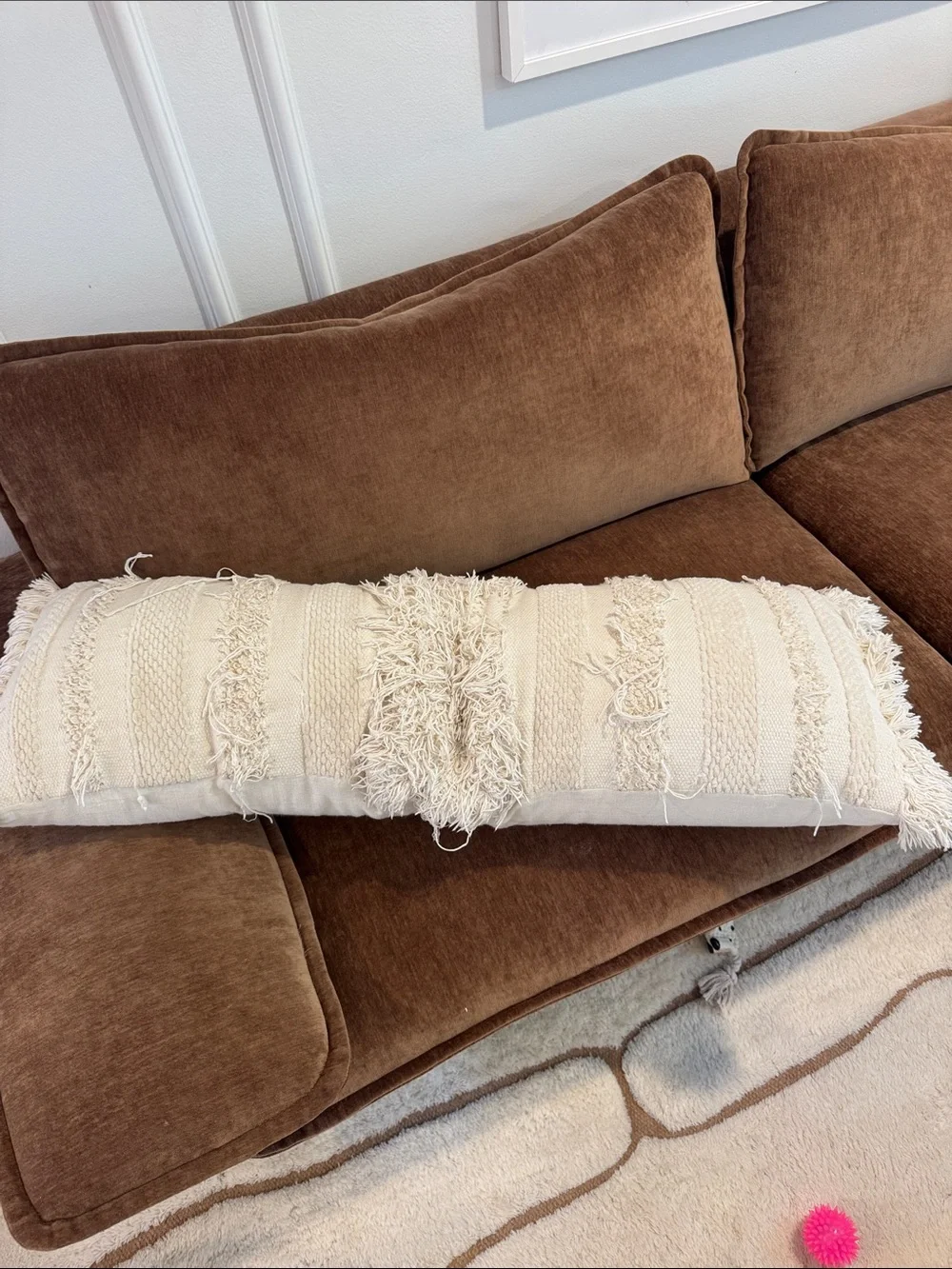 Boho Ivory Textured Lumbar Pillow