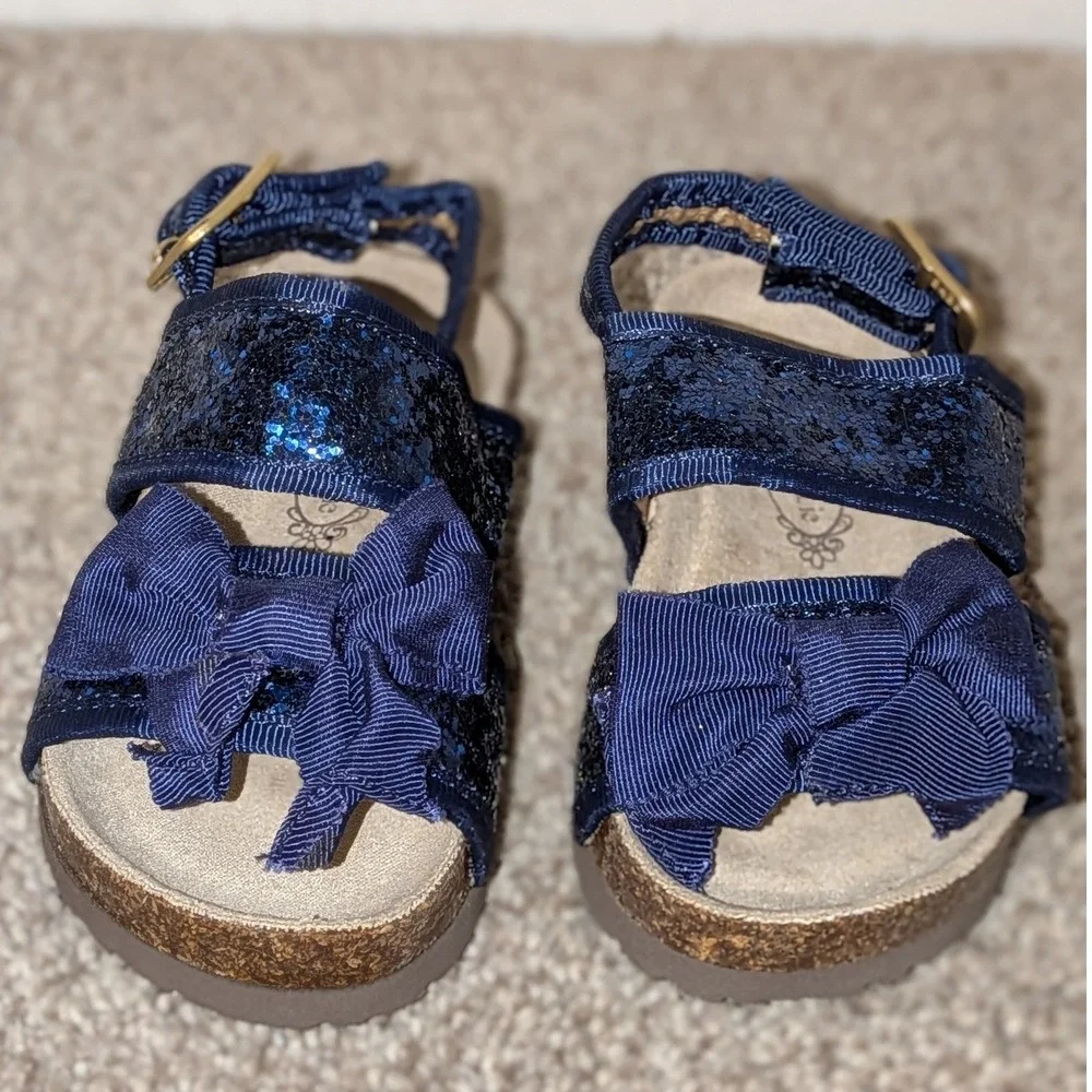 Joyfolie Girls Navy Blue Sparkle Bow Sandals Toddler Kids Size‎ 4