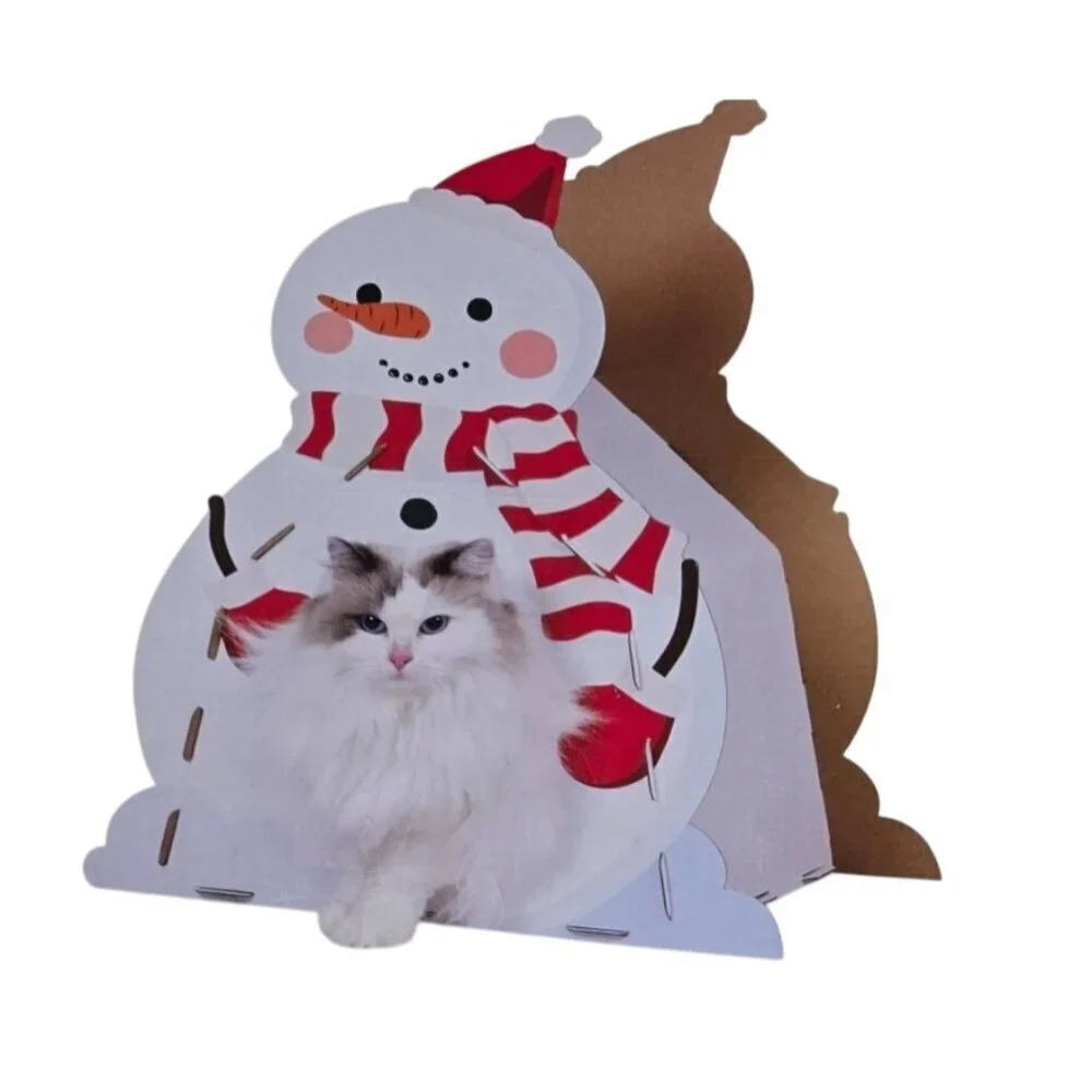 Heart to Tail Snowman Man Cat Scratching Playhouse with Catnip NIB