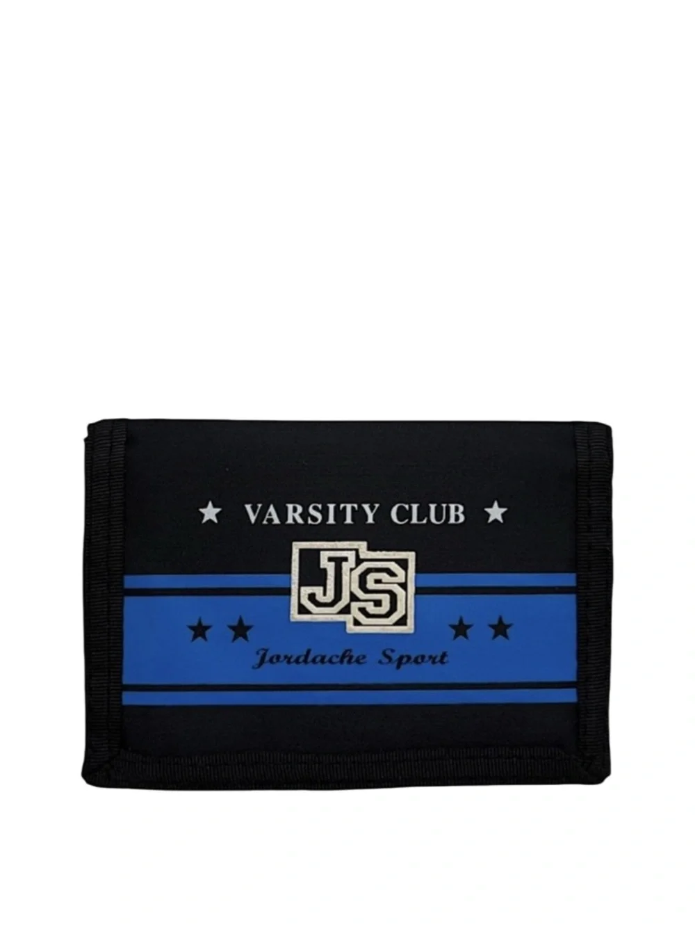 JORDACHE - BLACK BLUE NYLON SPORT VARSITY CLUB TRIFOLD VELCRO WALLET