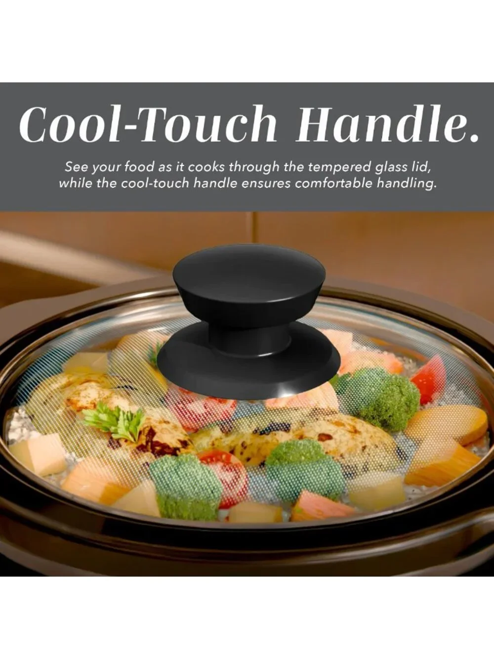 Mini Electric Round Slow Cooker 2QT - Adjustable, Removable Pot, Glass Lid