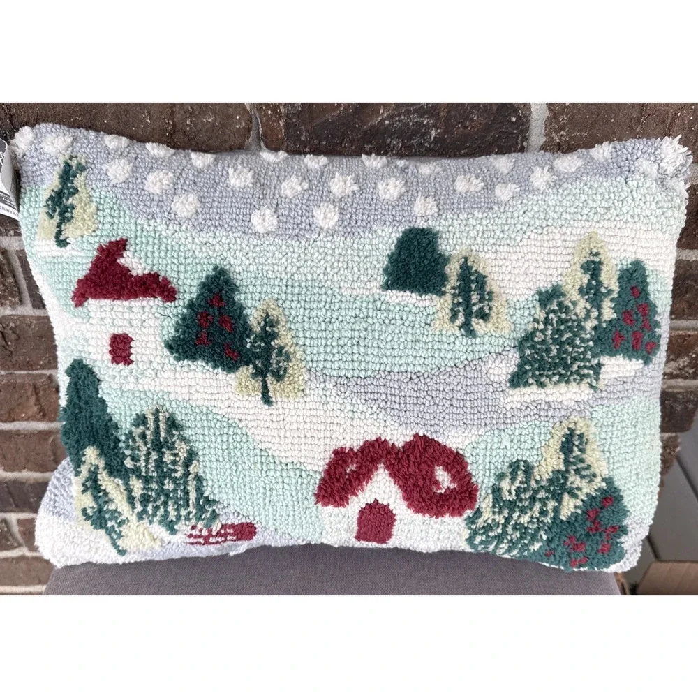 Better Homes & Garden Holiday Village‎ Outdoor Throw Pillow 14x20  Raised Loop