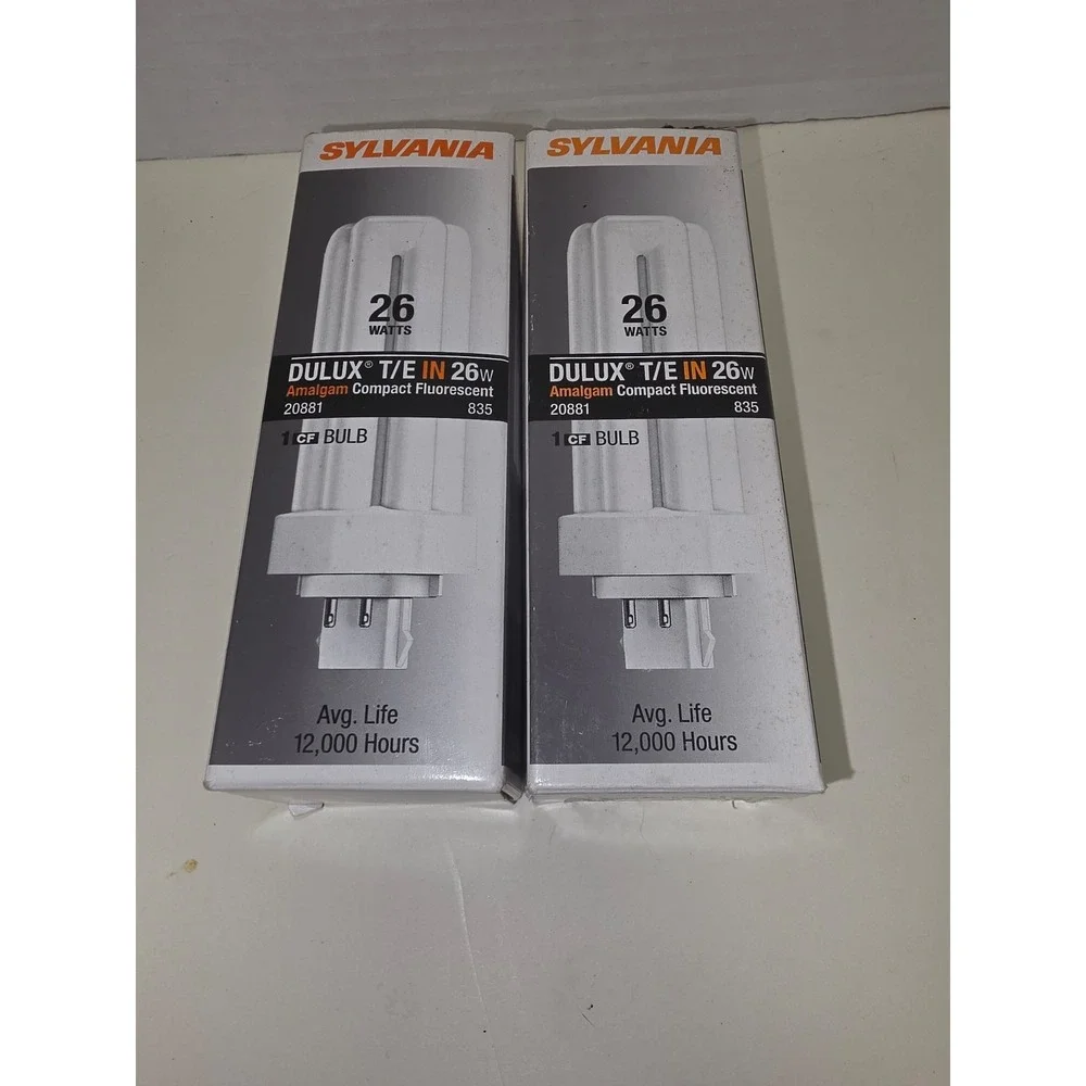 Sylvania 20881 is a 26-watt Dulux T/E amalgam compact fluorescent lamp bulb pair