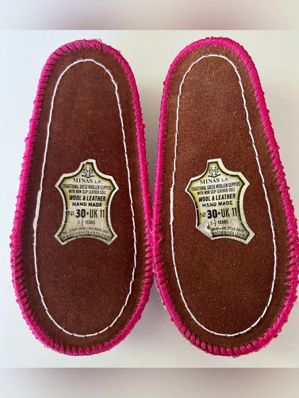 Minas Wool Greek Pom Pom Slippers Size UK 11 Youth 5 1/2 ye