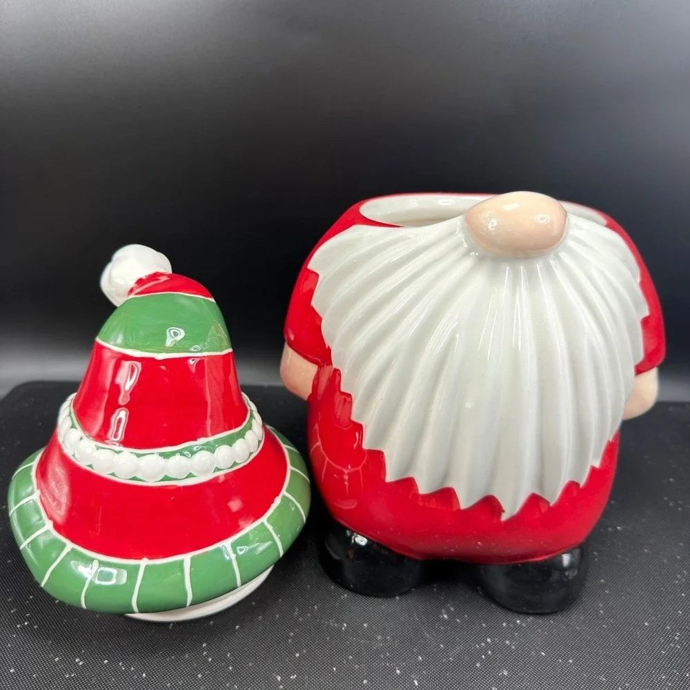 Pier 1 Imports Christmas Gnome Cookie Jar Container Dolomite‎ Holiday 11inch NEW