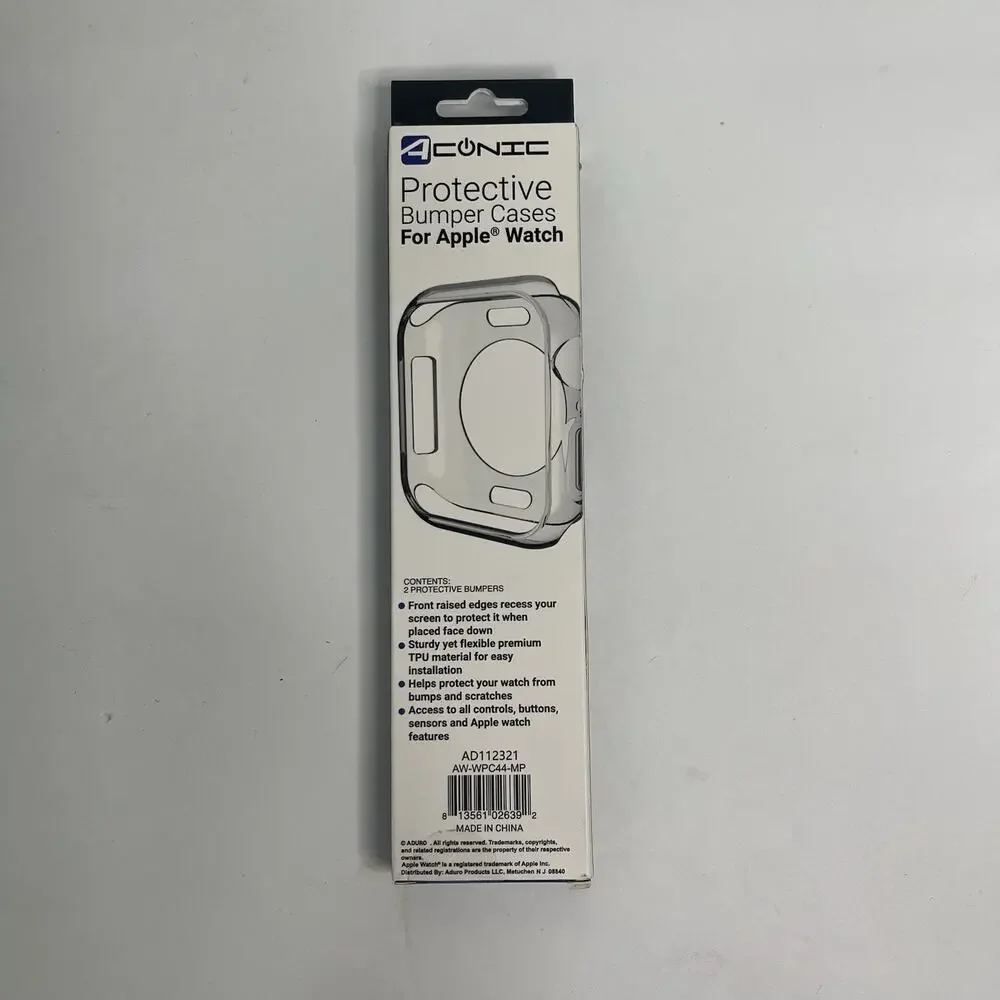 apple watch bumper cases series 4 5 6 translucent black clear‎ 44mm in box