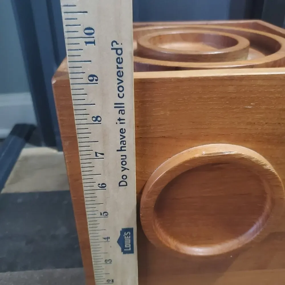 Vintage MCM Dansk IHQ Jens Quistgaard Teak Wood Cube Square Bullseye Ice Bucket
