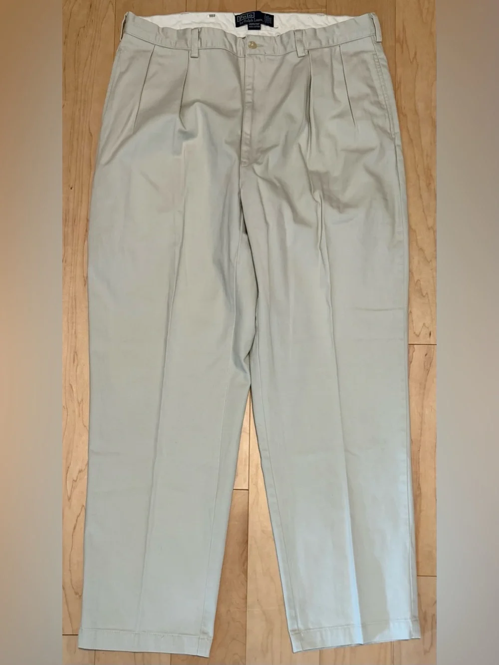 Polo Ralph Lauren Andrew Chino Pants Pleated Beige Khaki Men’s 38x32 (Fit 37x31)