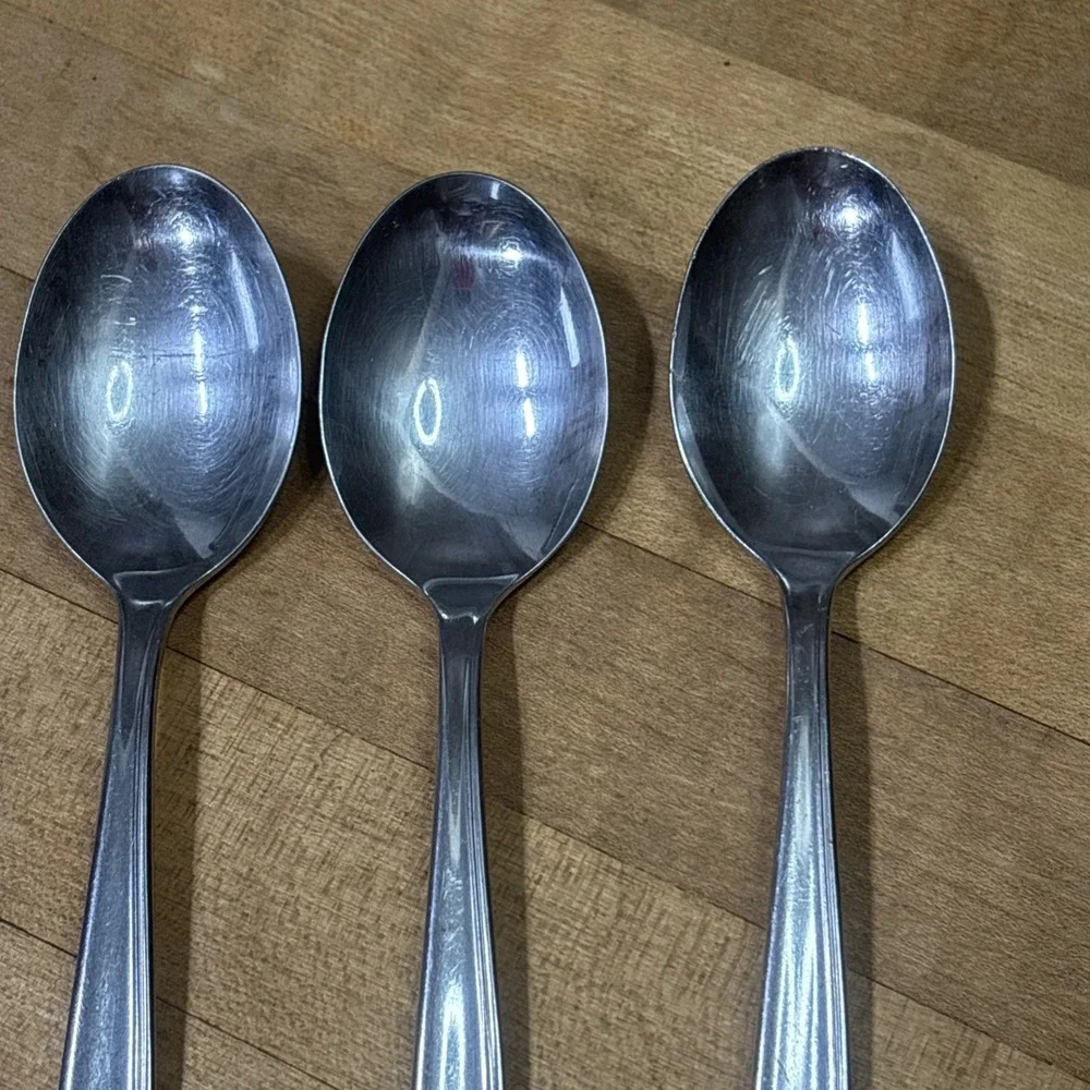 Lot 3 WM Rogers & Son Feather Stainless Steel Tablespoons Spoons Replacement