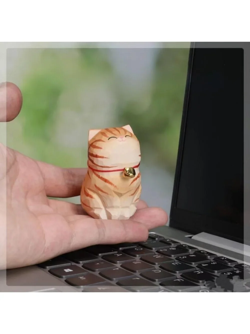 Handcrafted Orange Tabby Cat Figurine - Unique Ginger Striped Statue for Home