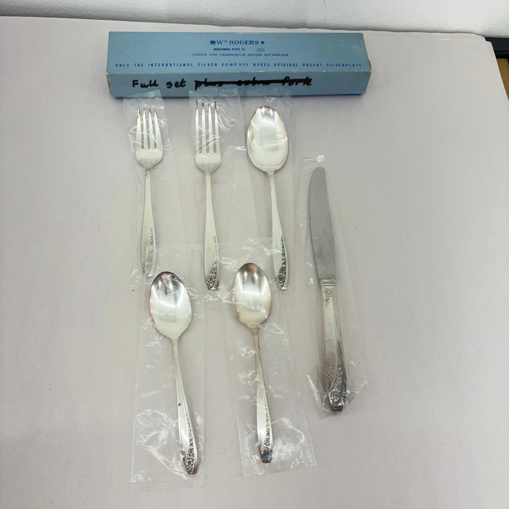 Wm Rogers Starlight Rose Silverplate (4) 6 Pc Place Setting Flatware Lot Vintage