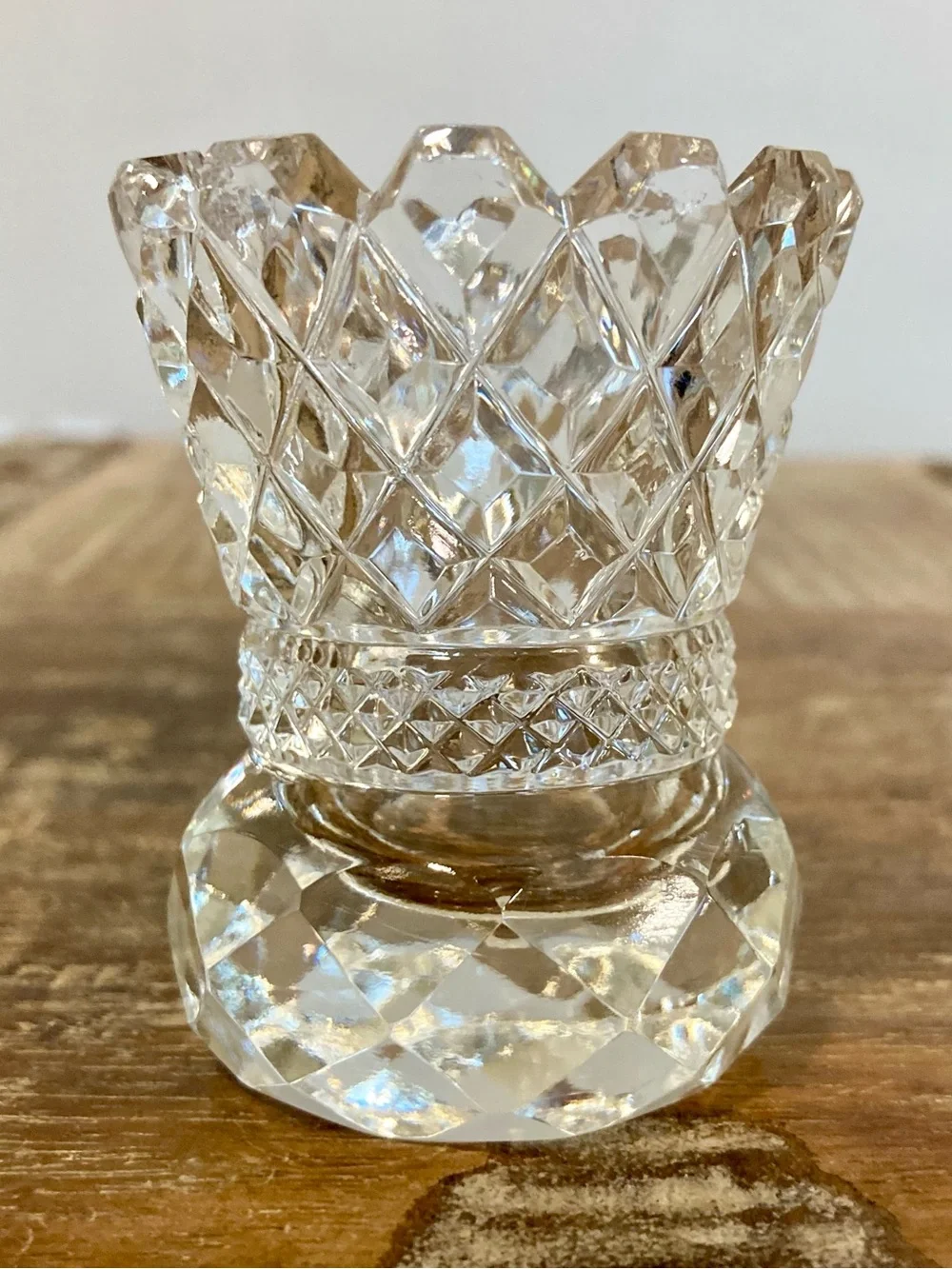 Vintage Glass Toothpick Holder Diamond Pattern
