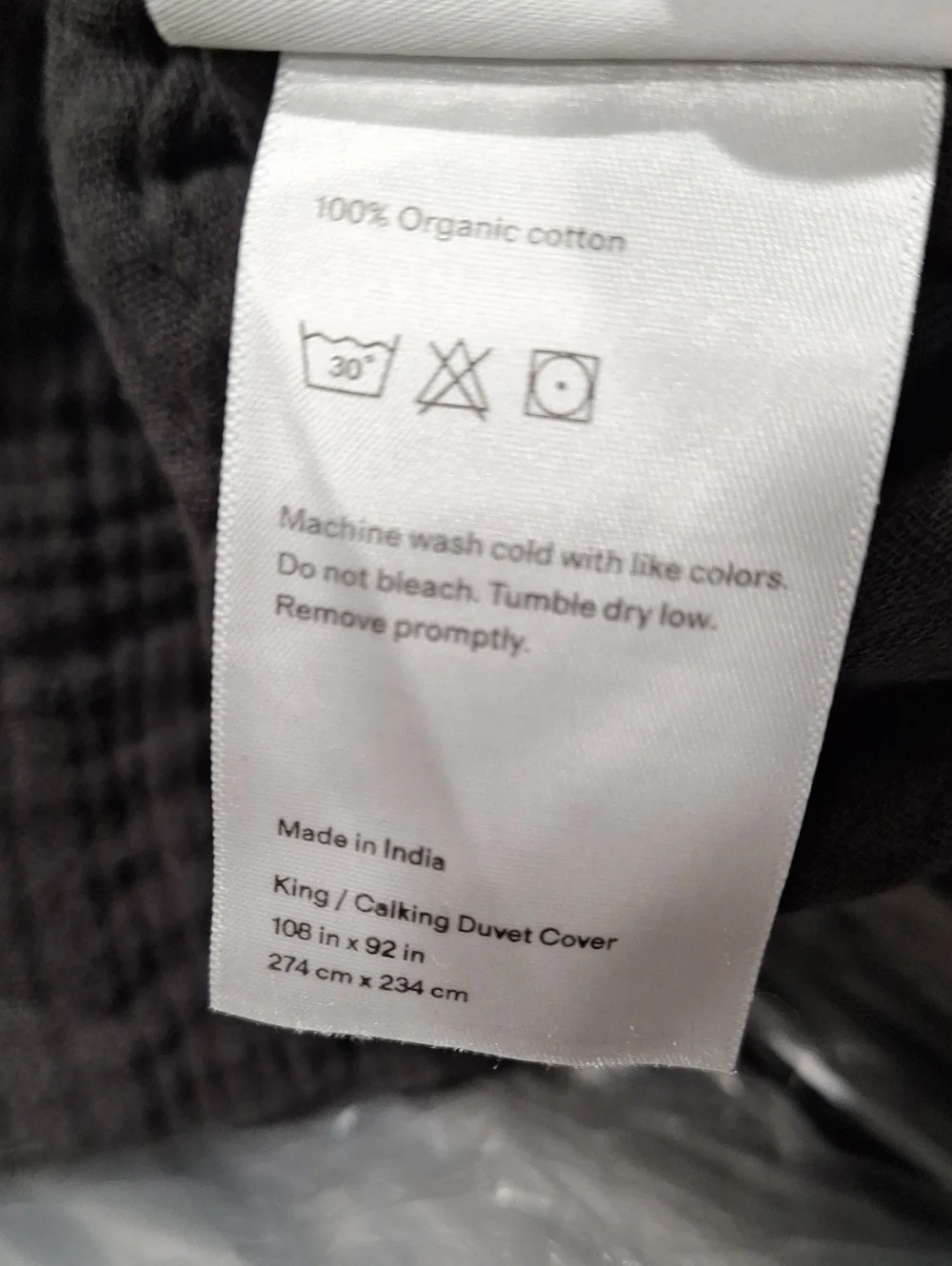 Quince Organic Cotton Gauze Duvet Cover Set Charcoal K/Cal K NEW