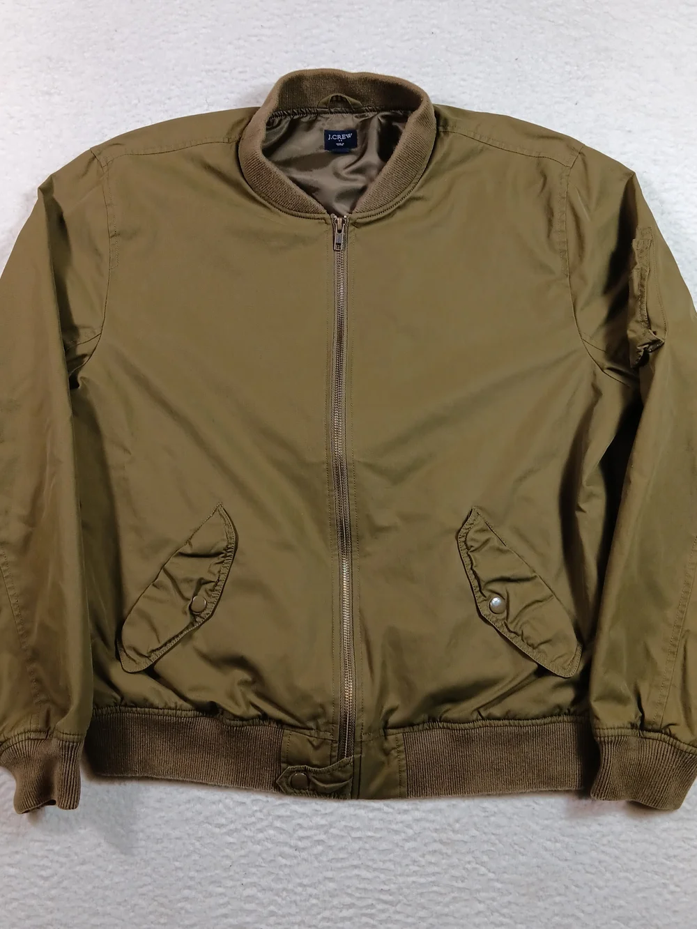 J Crew Jacket Mens Large Olive Green Military Flight Bomber G7583