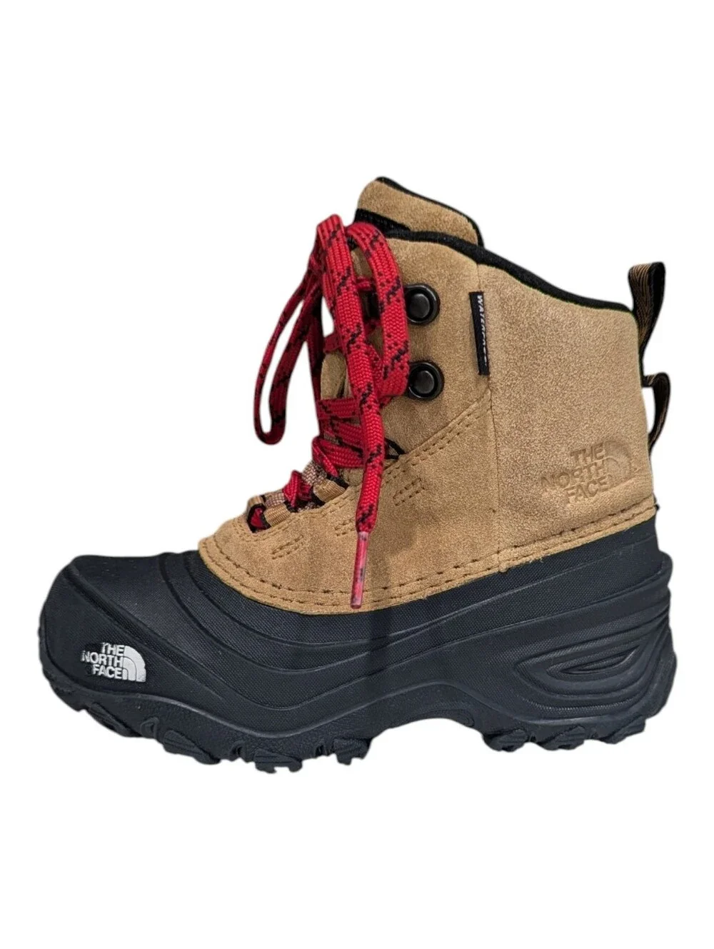 The North Face kids Chilkat V Lace Waterproof Hiking Boots Brown Black Size 12