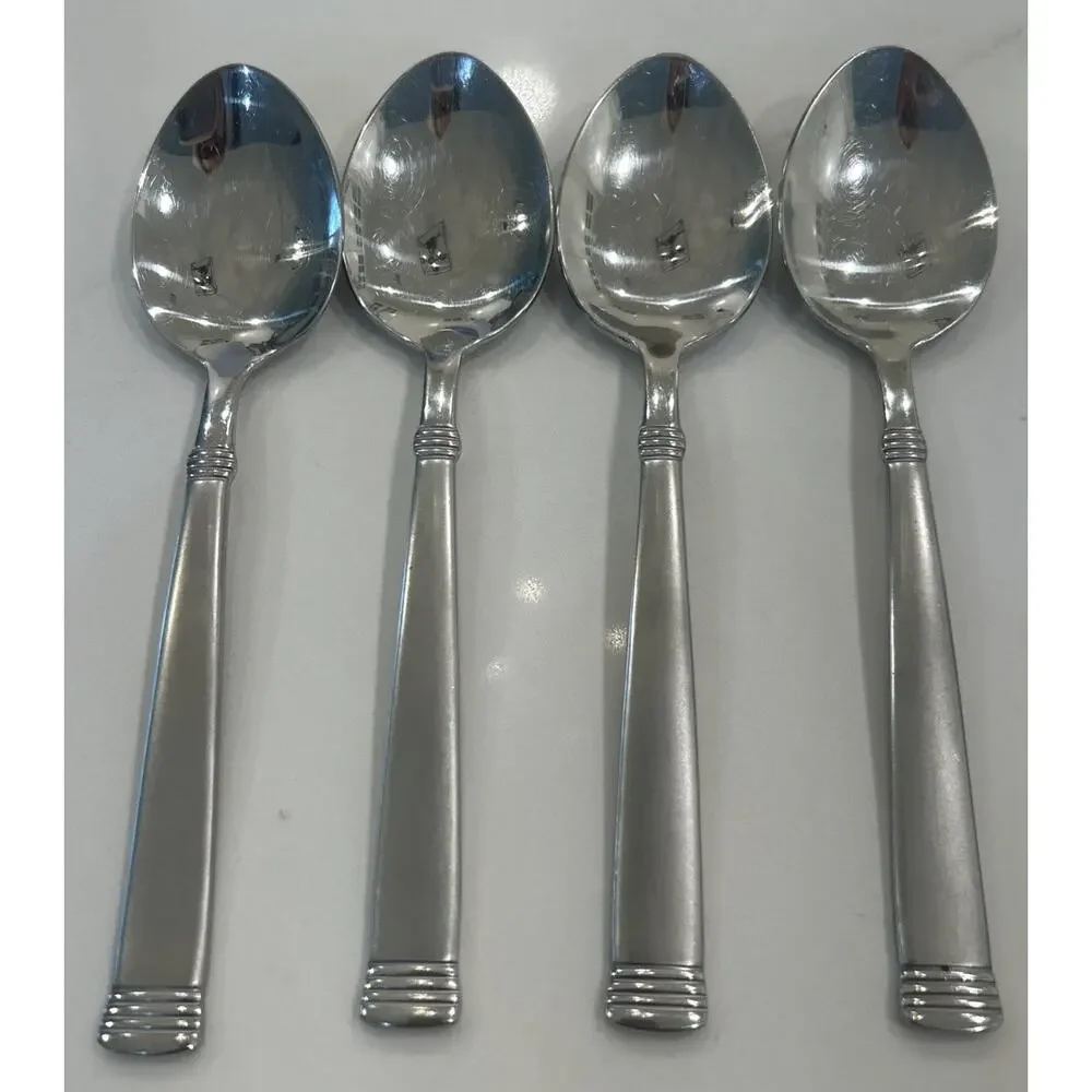 Vtg‎ Wallace NAPOLI-FROST Stainless 18/10 Set of 4 Flatware 7” Dessert Spoons