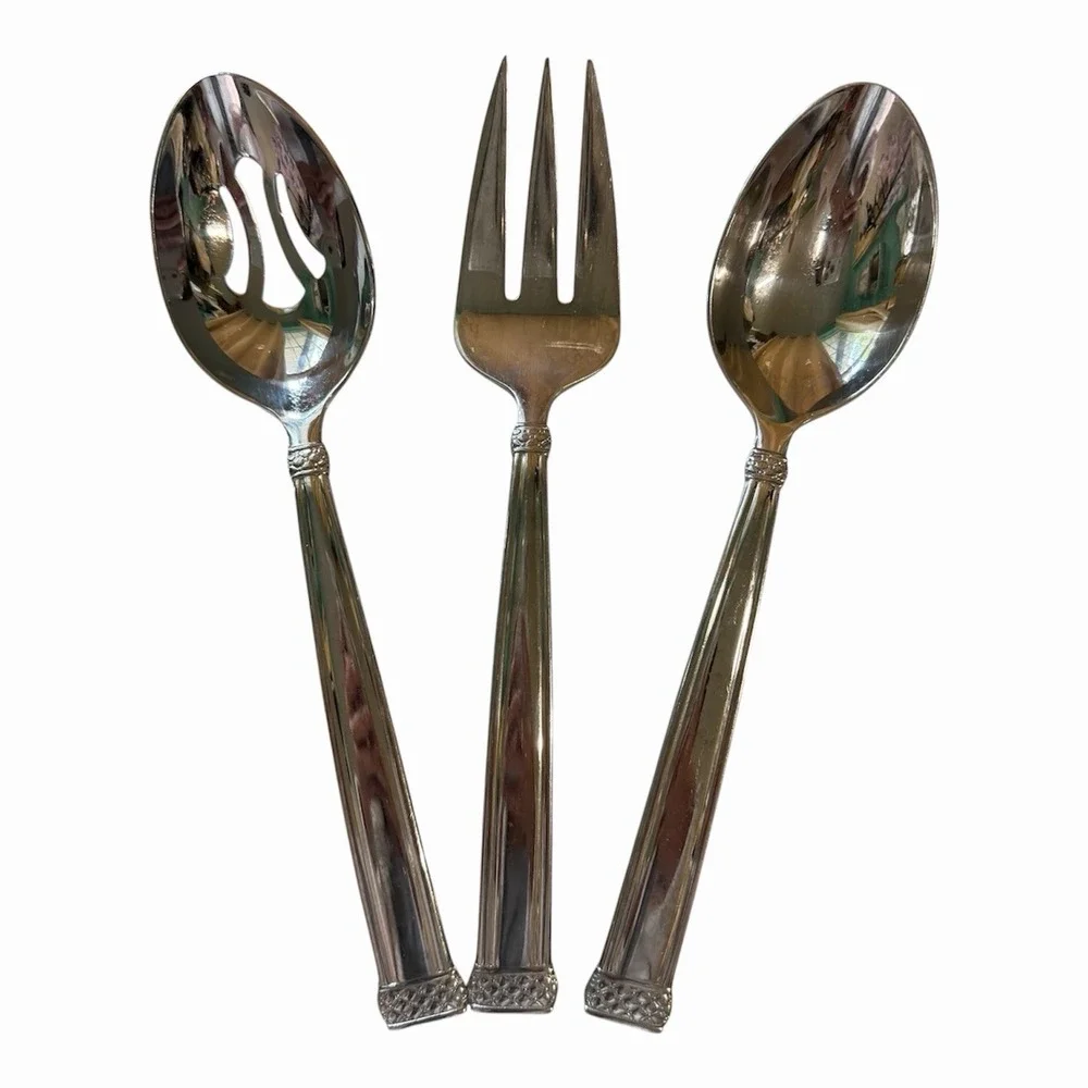 WATERFORD Stainless Padova 3-Piece HOSTESS SERVING SET Spoons‎ Fork Discontinued