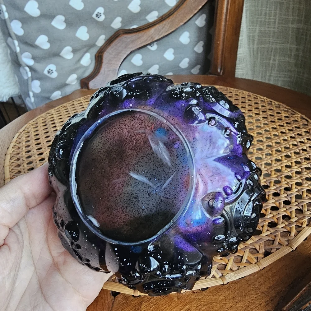 Handmade Resin Beautiful Beacons Black Purple Blue Galaxy Trinket Bowl