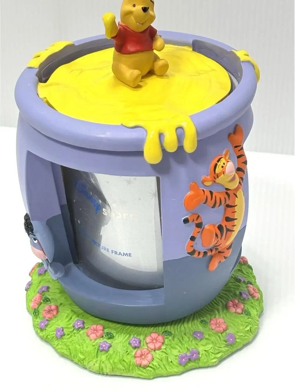 Vintage Disney Store Winnie the Pooh Spinning Honey Pot Resin Picture Frame Rare