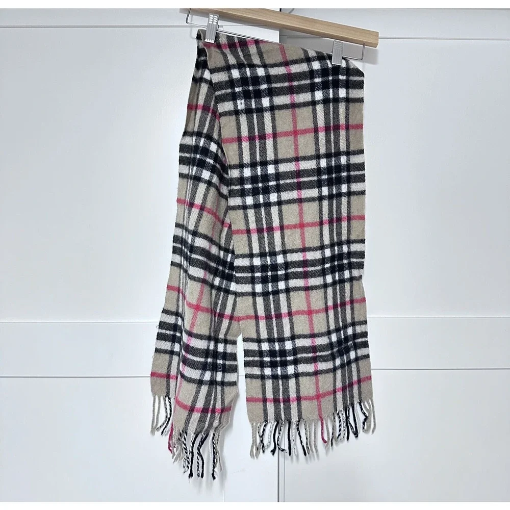 James‎ Pringle Weavers Unisex Camel Thomson 100% Wool Plaid Tartan Fringe Scarf