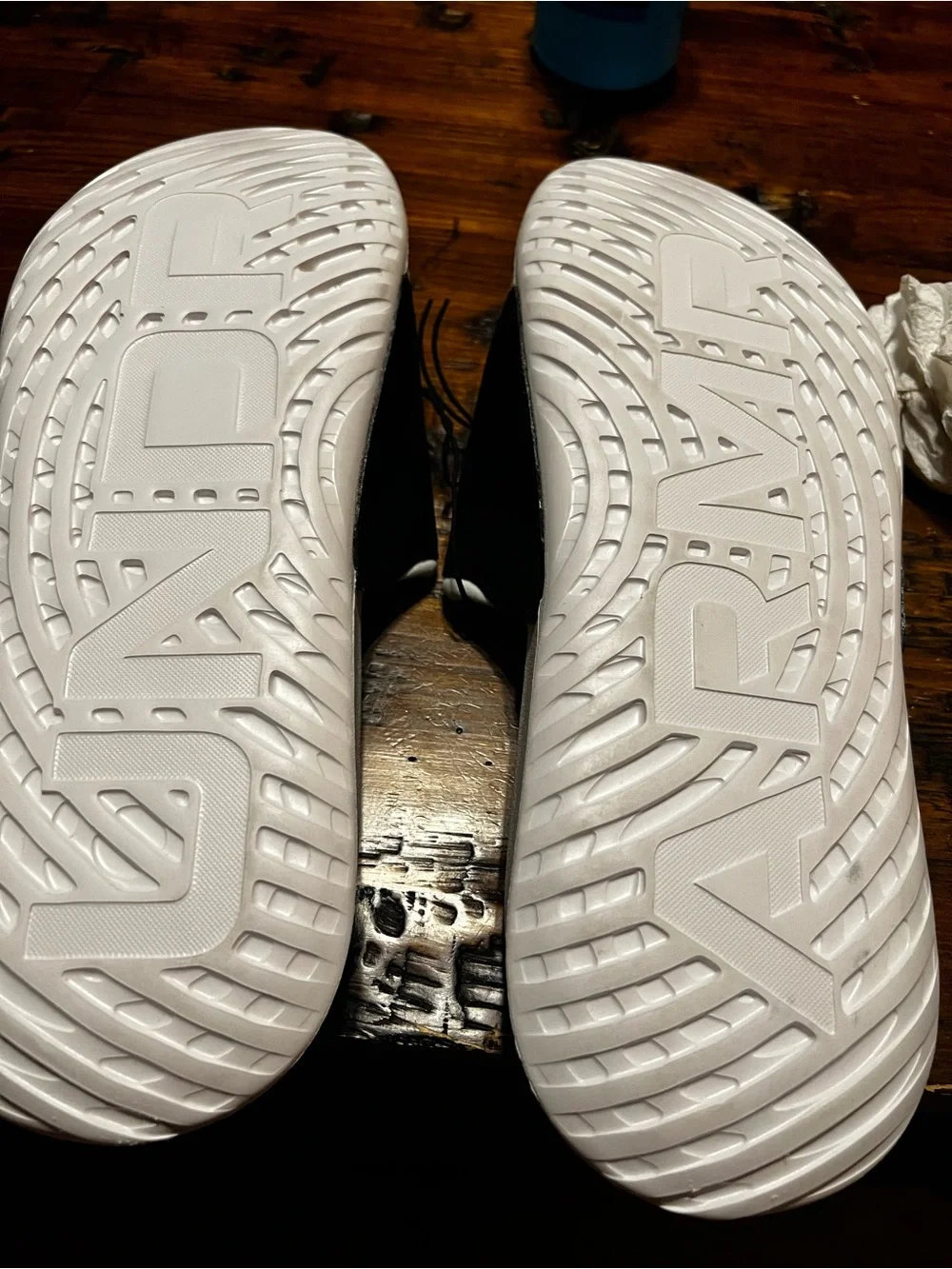 Under Armour White Slide Sandals with Rainbow 