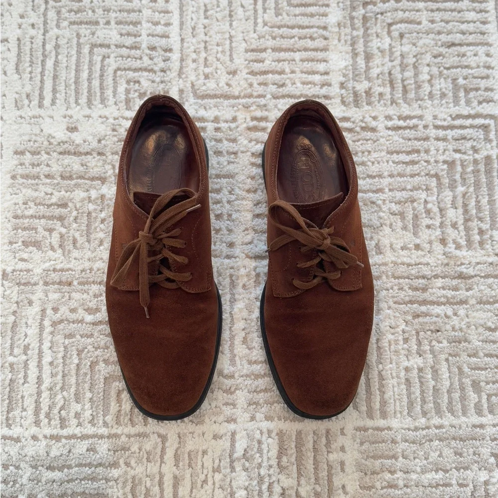 Tod's Men’s Derby Loafers‎ Suede Leather Lace up Size 7.5