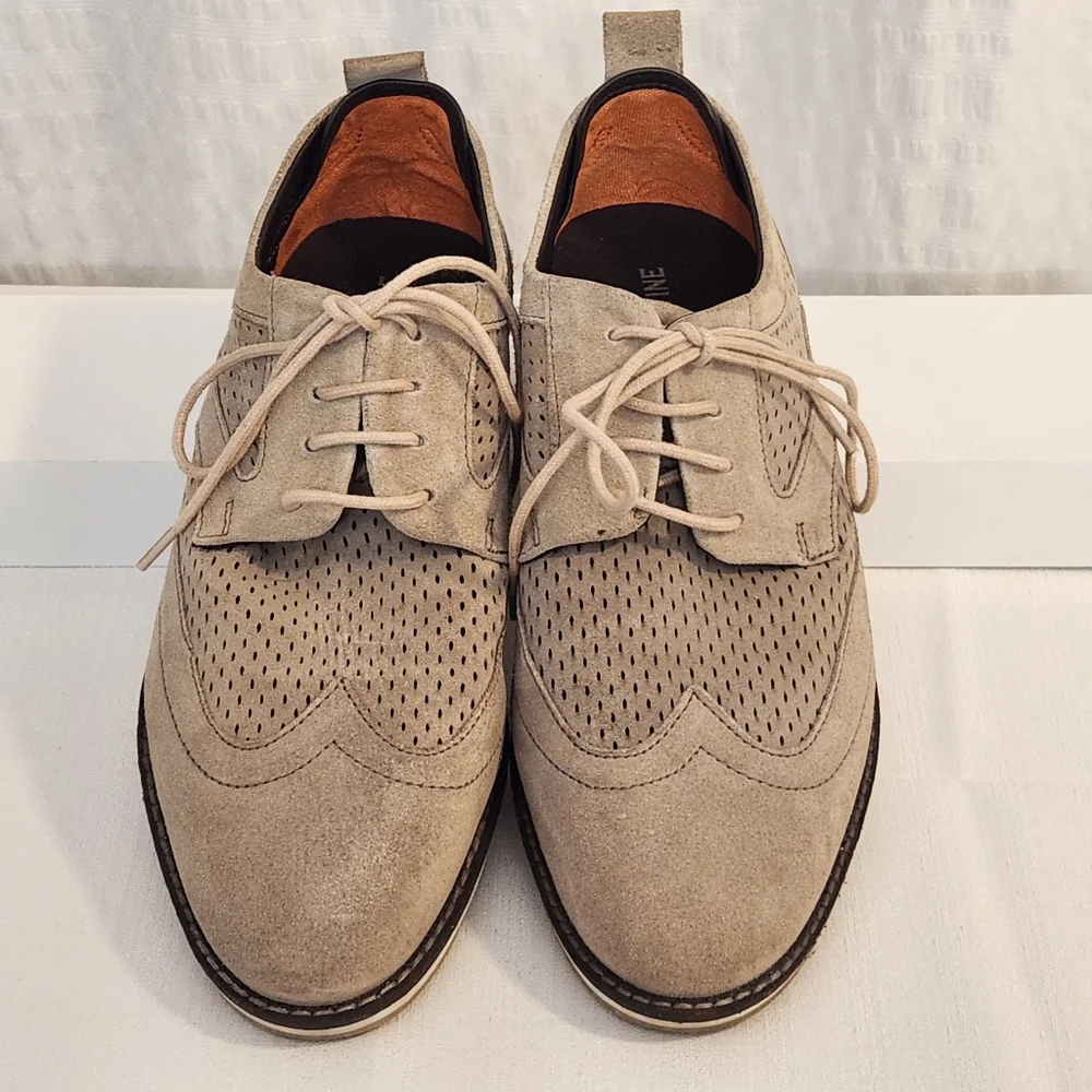 Thomas & Vine Jett Men's Suede Wingtip‎ Derby Shoes Beige Size 8 Preppy Academia