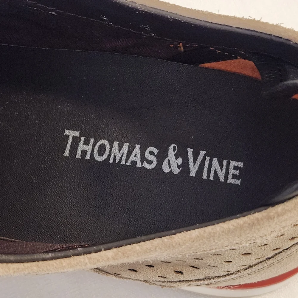 Thomas & Vine Jett Men's Suede Wingtip‎ Derby Shoes Beige Size 8 Preppy Academia