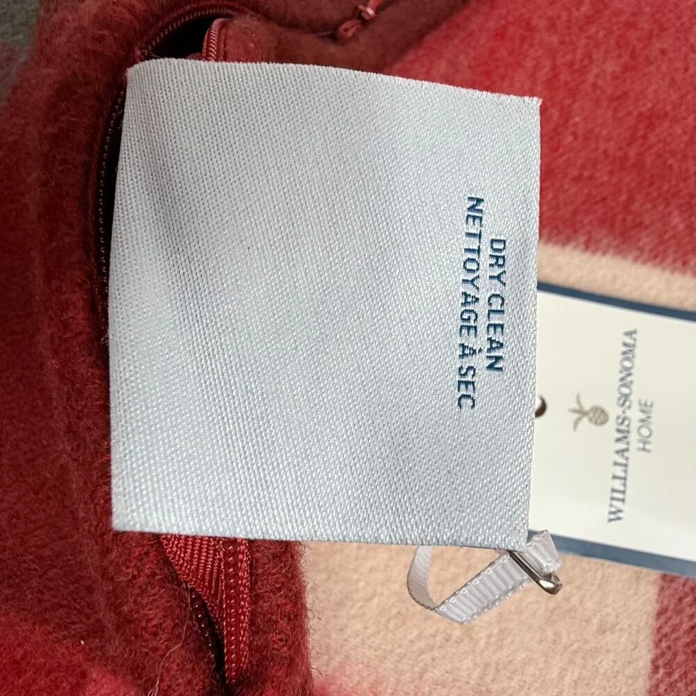 Williams Sonoma Home Wool Red Checkered Colorblock Throw Pillow Cover