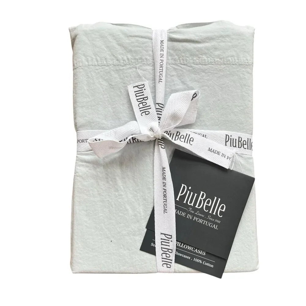 PiuBelle Portugal 2 King Pillowcases Gray Cotton Percale Piu Belle