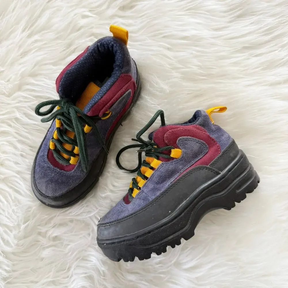 Gymboree Vintage 90s Boys Boots Shoes Colorblock Retro Low Hiking Chunky Unisex