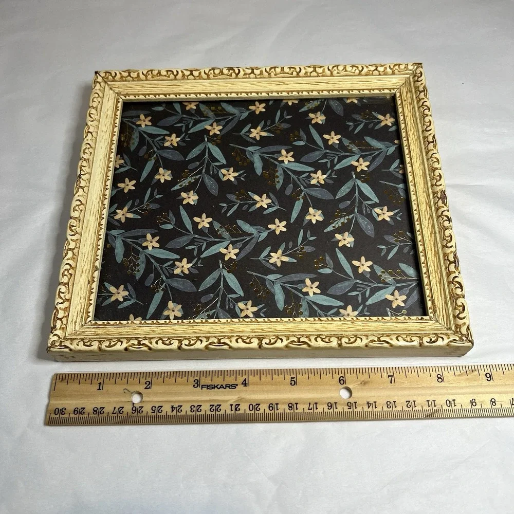 Vtg Ornate Gold Cream Photo Picture Frame Cottagecore MCM Granny Chic 7x6 Custom