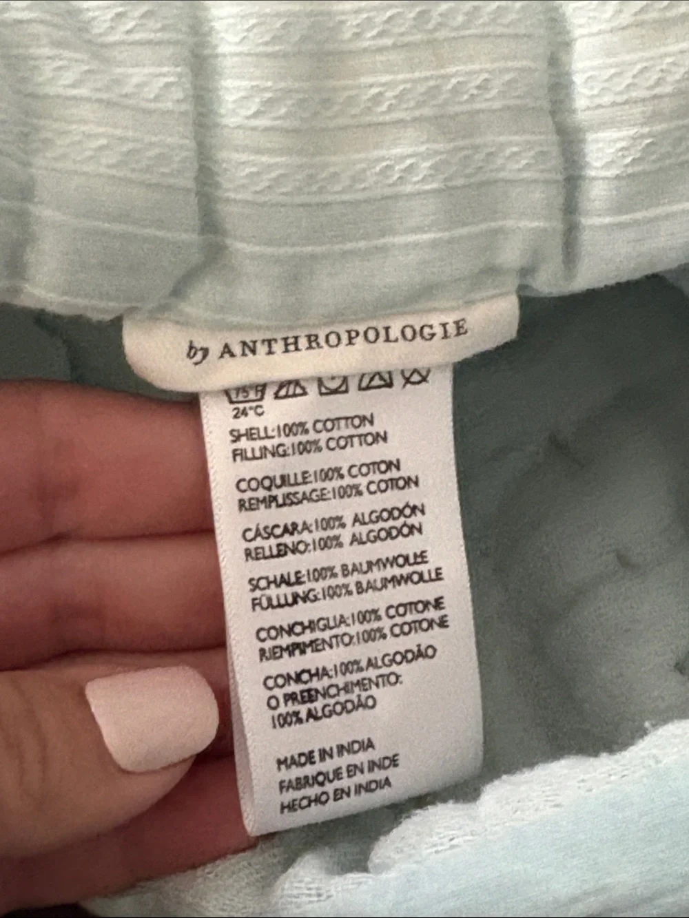 🍓ANTHROPOLOGIE light blue stitch quilt blanket King
