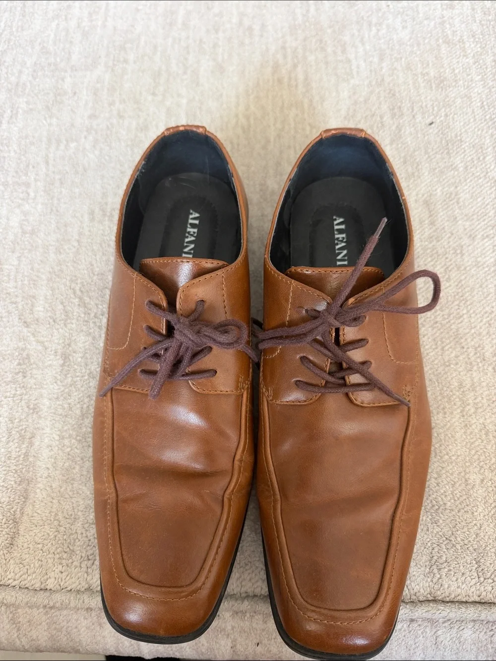 Alfani Brown Leather Lace-Up Oxford Dress Shoes