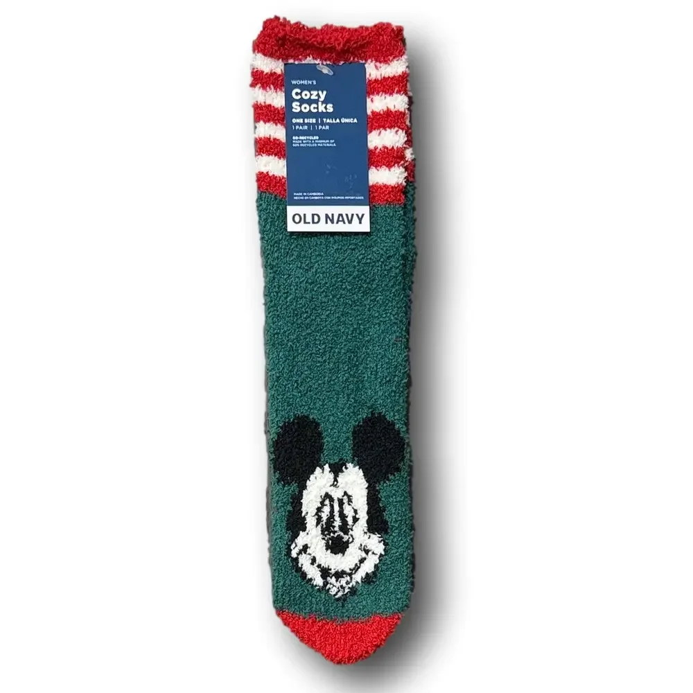 3/$20 Disney Mickey Mouse Christmas Holiday Funny Novelty Cozy Socks - NWT