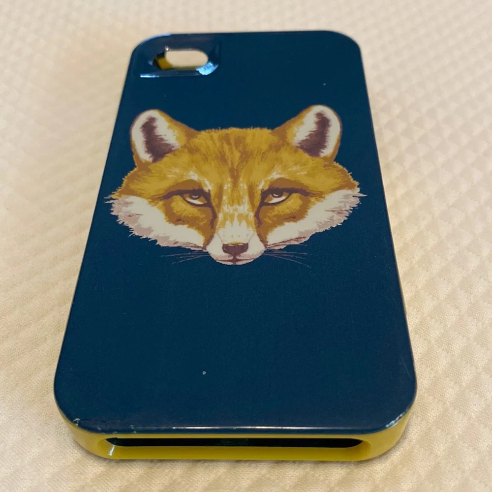 Tory Burch Authentic Green Yellow Snap Apart Hardshell iPhone Case with Fox Head