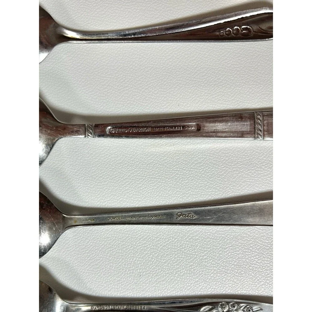 Lot Of 10 pc Mismatched Spoons, Fork Silverware See Pics Gata Superior Stainless