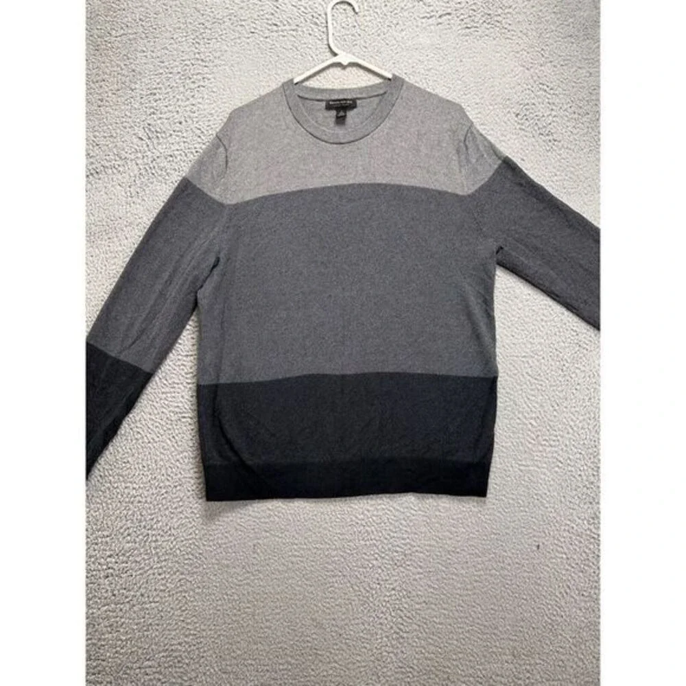 Banana Republic Sweater Mens Large Grey Colorblock Luxury Silk Cashmere Pullover