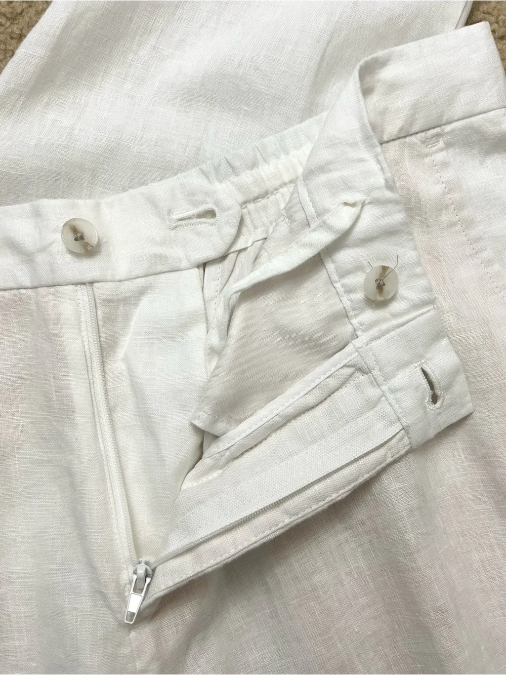 Zara 100% Linen Tapered Pants Coastal Summer Ankle Trouser Quiet Luxury L Boho