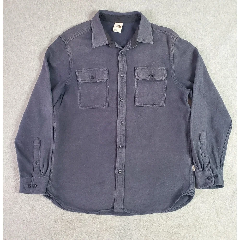 The North Face Shirt Jacket Mens Large Gray Heavy Flannel Long Sleeve NF0A7RCI