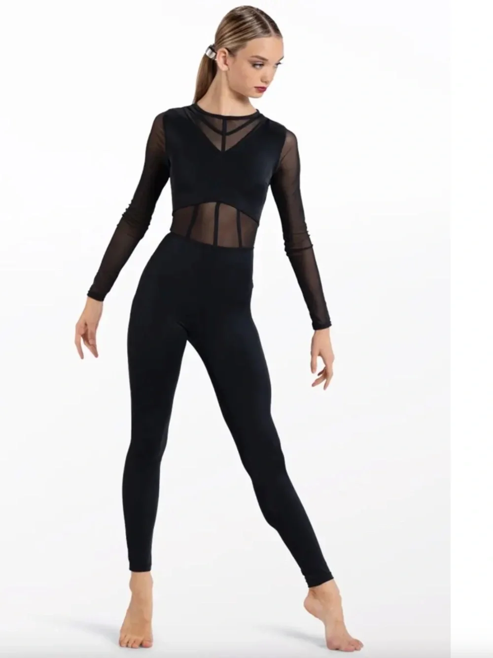 Weissman Ending Black Mesh Cage Performance Unitard Size Child Medium MC