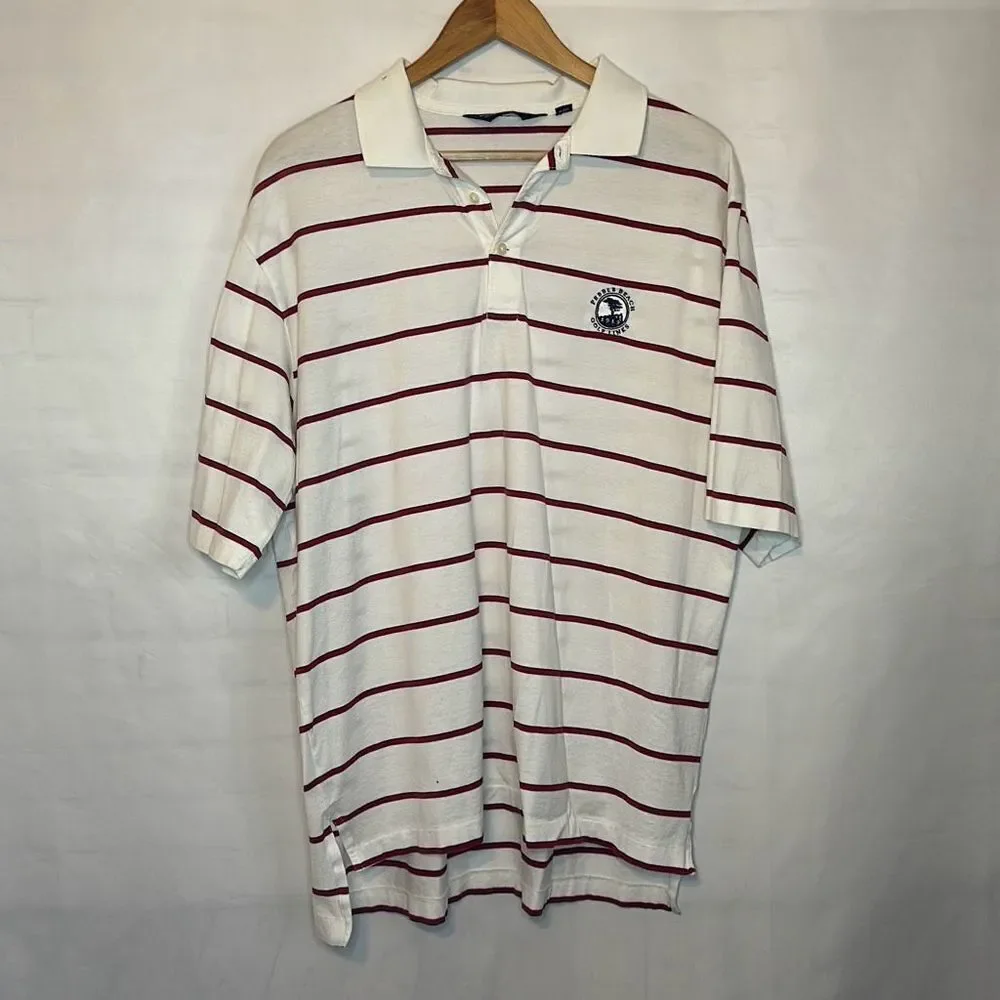 Polo Golf Ralph Lauren Pebble Beach‎ Golf Shirt Men's Size Large Red White Blue
