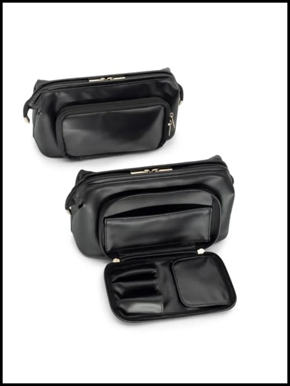 PU Leather Makeup Bag with Brush Compartment, Travel Cosmetic Case, Large