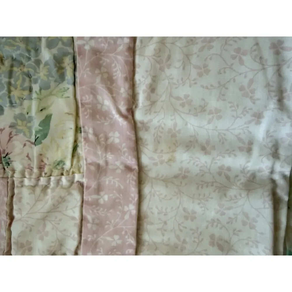 Vintage Laura Ashley Country Pink Roses Patchwork Quilt Full/queen Cottagecore