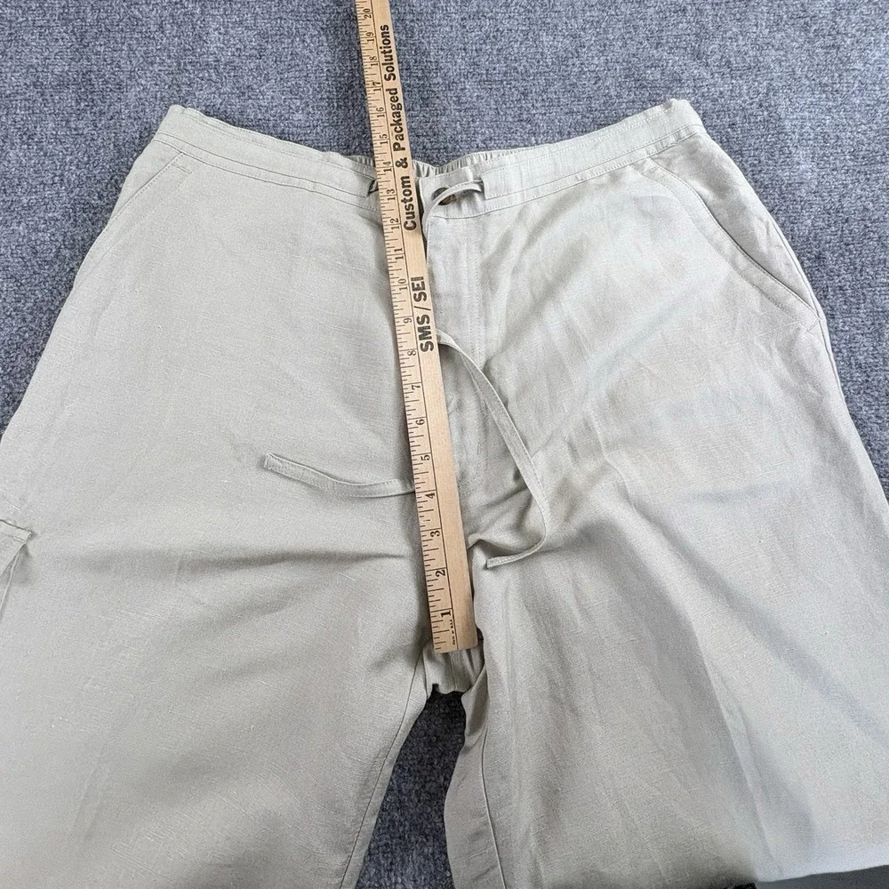 John Henry Pants Men XL 40-42 Beige Linen Blend Cargo Relaxed Coastal Minimalist