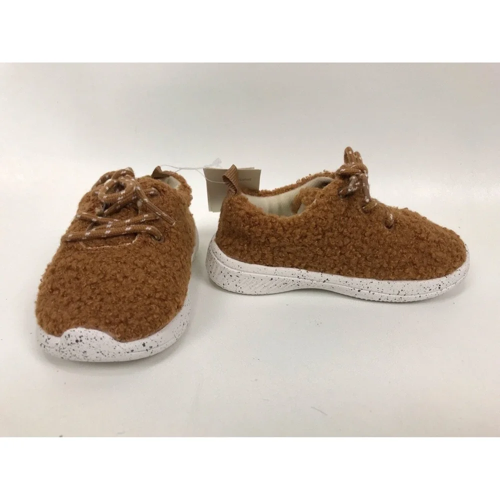 Baby Gap Fuzzy Sneakers Shoes Sherpa Brown Lisa Size 5 18 To‎ 24 Months